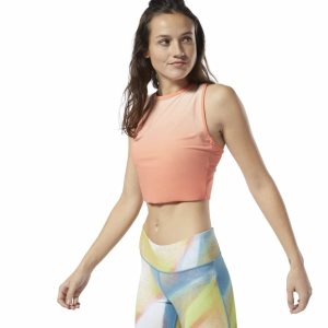 Podkoszulki Damskie Reebok Yoga Ombre Crop Różowe PL 34YDKCB